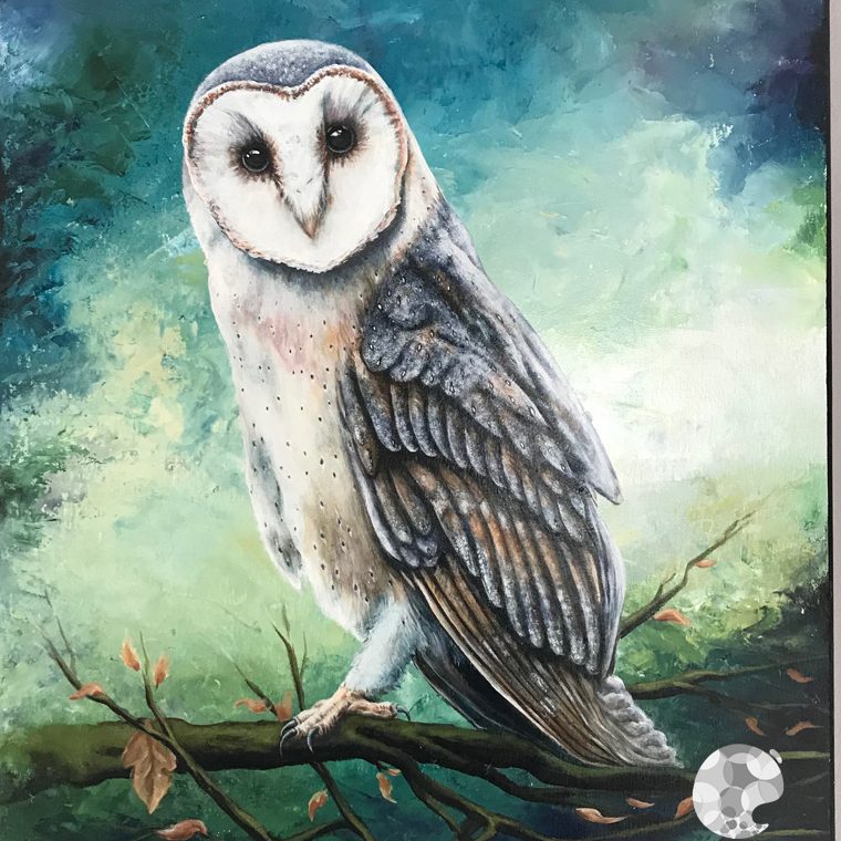peinture acrylique chouette « commande »